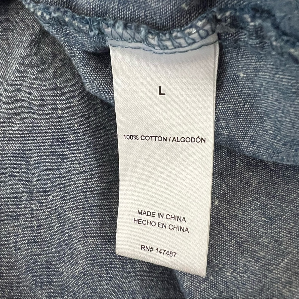 Draper James Heidi V-Neck Chambray Denim Puff Sleeve Top L - Picture 7 of 8